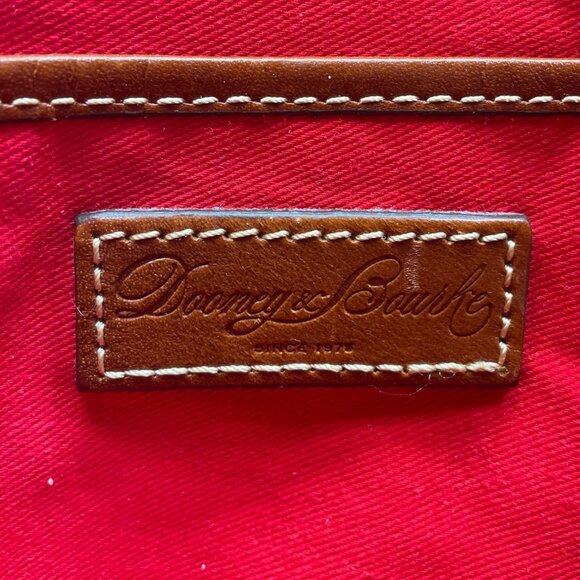 Dooney & Bourke Tan Brown Pebbled Leather Gold Accents Double Strap Shoulder Bag - Picture 13 of 16